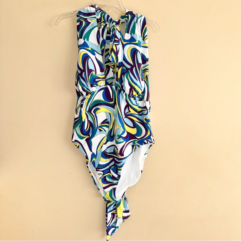 Express Blue Swirl Body Contour Swim Convertible Style One Piece Size XL NWT!
